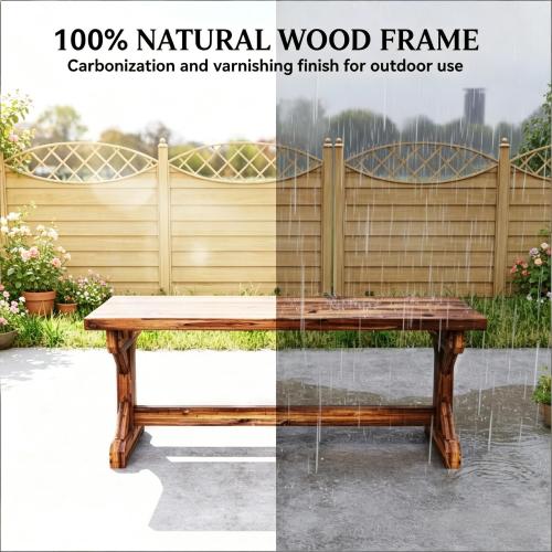 Backless Park Bench,Patio Loveseat,Outdoor Wooden Bench