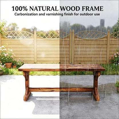 Backless Park Bench,Patio Loveseat,Outdoor Wooden Bench
