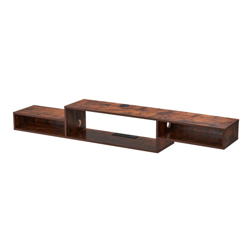 Floating 70 inch Wall Mounted TV Stand with Power Outlets and Storage