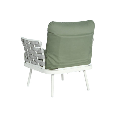 Mariano Steel Club Chair Set of 2, Off White+Green