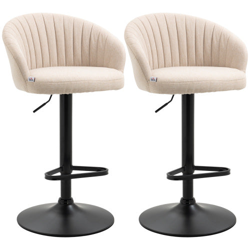 Adjustable Swivel Bar Stools Set of 2, Linen Touch Fabric, ?Beige