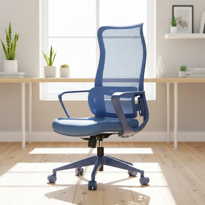 Ergonomic Colorful Office Chair 300lb (About 149.7kg) Home Office Mesh Breathable High Back, With Adjustable Lumbar Support Computer Chair, Integrated Molded Foam Seat Cushion, Fireproof (Blue)