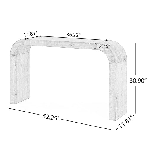 52 inch Wood Console Table with Curved Edge, Natural Texture, Perfect for Entryways and Living Rooms