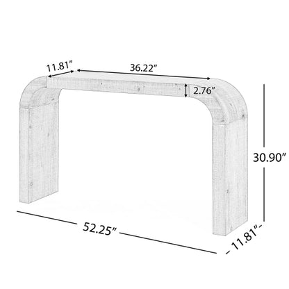 52 inch Wood Console Table with Curved Edge, Natural Texture, Perfect for Entryways and Living Rooms