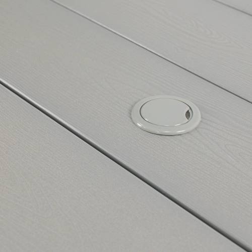 A wooden-textured imitation wood dining table, simple yet with a high quality feel. It has a small tabletop and is perfect for outdoor picnics. Light gray color, 68.9 inches long.