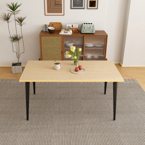 63 Inch Rectangular Dining Table with Iron Legs