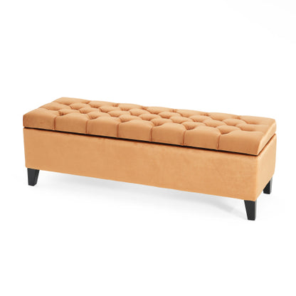 51 inch Contemporary Diamond Tufted Storage Ottoman, Soft Close Hinge Multifunctional Entryway Footrest Bench