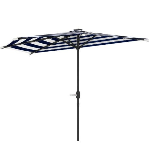 UPF 30+ Small Balcony Umbrella,Half Umbrella Outdoor Patio Umbrella,Vented Half Patio Umbrella with Crank Ribs, Porch Umbrella