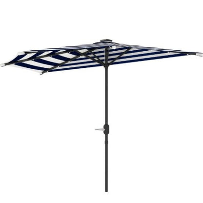 UPF 30+ Small Balcony Umbrella,Half Umbrella Outdoor Patio Umbrella,Vented Half Patio Umbrella with Crank Ribs, Porch Umbrella