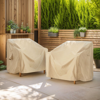 SHIELD PATIO OUTDOOR CLUB CHAIR COVER, BEIGE, SET OF 2