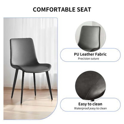 Upholstered Dining Chairs with Metal Legs, Set of 2, Gray