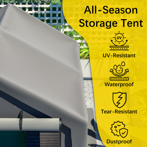 8x8 FT Multi-Purpose Outdoor Shelter Waterproof & UV-Resistant with Roll-Up Doors