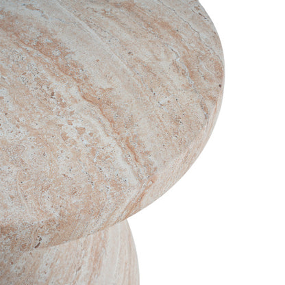Outdoor/Indoor Travertine Lightweight Concrete Side Table