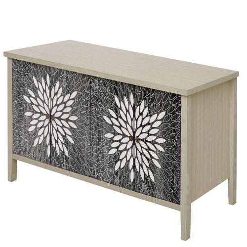 4 Doors Modern Wood Grain Sideboard Adjustable Shelf Storage Cabinet With Anti-Tipping Device For Home