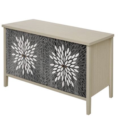 4 Doors Modern Wood Grain Sideboard Adjustable Shelf Storage Cabinet With Anti-Tipping Device For Home
