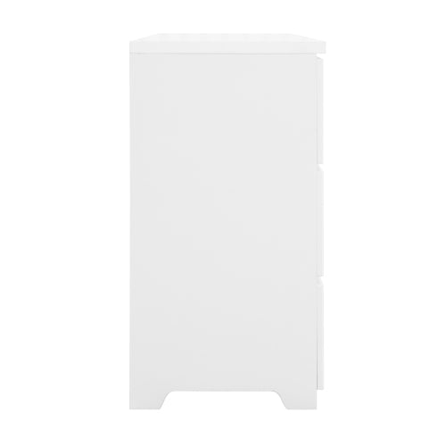 Modern White 6 Drawer Dresser, Wave Panel Drawer Fronts, Storage Cabinet, Versatile Chest of Drawers for Bedroom, Living Room - Sleek & Spacious Home Storage Solution