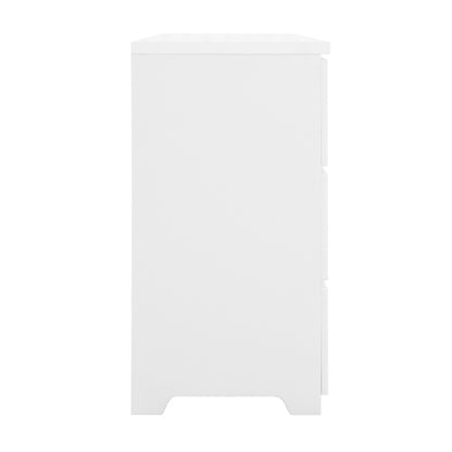 Modern White 6 Drawer Dresser, Wave Panel Drawer Fronts, Storage Cabinet, Versatile Chest of Drawers for Bedroom, Living Room - Sleek & Spacious Home Storage Solution