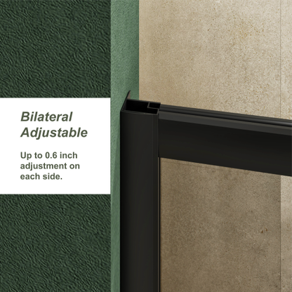 60.in W x 72.in H Single Sliding Shower Door, 1/5 inch Thick Clear Tempered Glass Shower Door with Stainless Steel Handle, Black