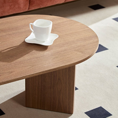39.37inch  Oval Coffee Table, Walnut Veneer