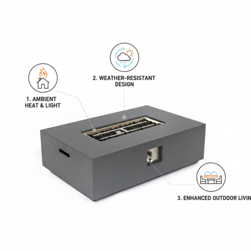 Concrete Propane/Natural Gas Fire Pit Table