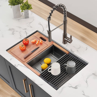 28 Gunmetal Black Undermount Workstation Kitchen Sink-28 x 18 Inch 16 Gauge Stainless Steel Undermount Kitchen Sink