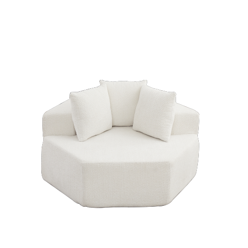 54-Inch Hexagonal Modular Chenille Lounge Chair, Compressed Foam Sofa