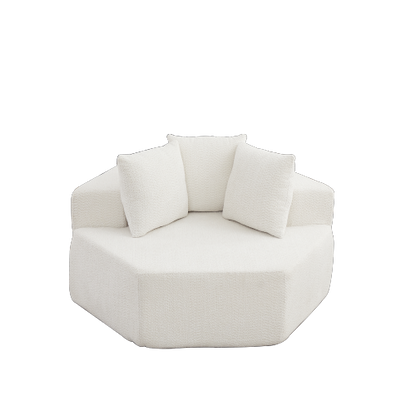 54-Inch Hexagonal Modular Chenille Lounge Chair, Compressed Foam Sofa