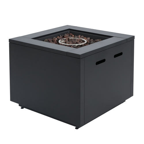 30inch Square Steel Fire Pit Table, in Black,40000BTU