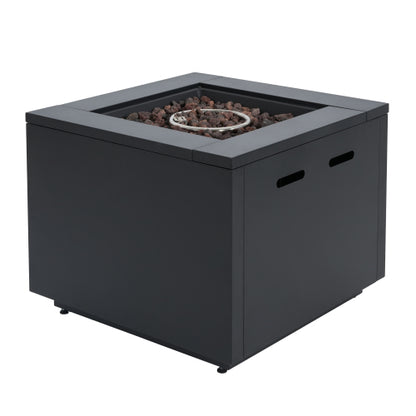 30inch Square Steel Fire Pit Table, in Black,40000BTU