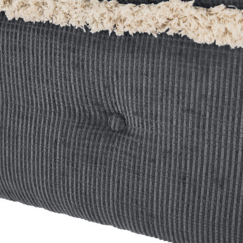 Grey Fringed Button Tufted Storage Ottoman Bench, 29.5 Inch End of Bed Shoe Stool for Bedroom Entryway