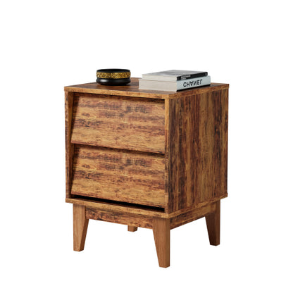 2 Set Nightstands Features Vintage-style and Bevel Design, Made of MDF, Mid Century Modern Nightstand, Night Stand for Bedroom