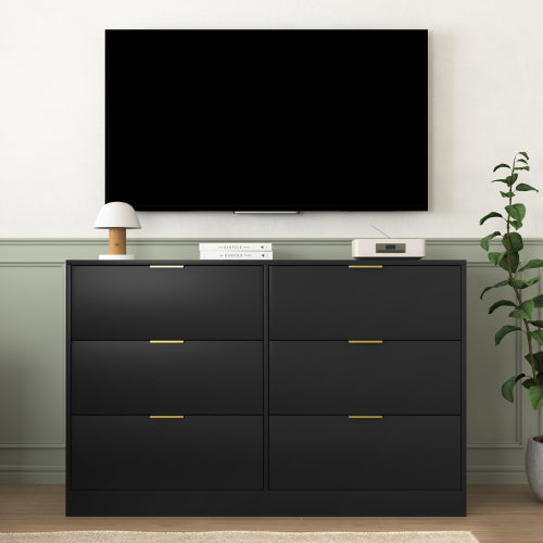 Simply Modern 6-Drawer Dresser, Chest of Drawers for Bedroom, Living Room, Hallway, and Entryway - Large Storage Cabinet Black