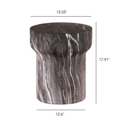 Cement Outdoor End Tables for Patio, GardenAccent Table Faux Terrazzo Accent Table, Modern Small Round Side Tablefor Outside, Tree Stump Garden Stool DrumTable indoor and Outdoor