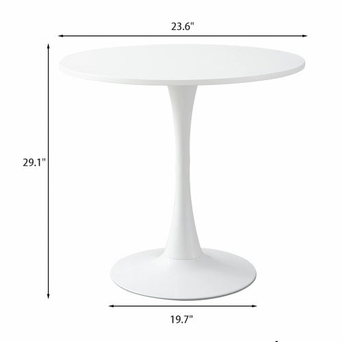 24inch  White Round Tulip Dining Table MDF Steel Base Modern Kitchen Coffee Table