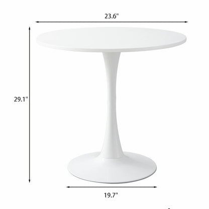 24inch  White Round Tulip Dining Table MDF Steel Base Modern Kitchen Coffee Table