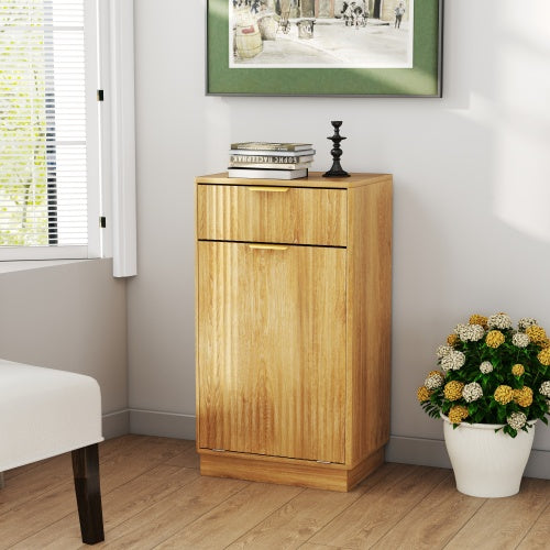 Woodgrain Tilt-Out Trash Can Cabinet with Drawer