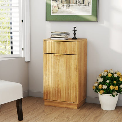 Woodgrain Tilt-Out Trash Can Cabinet with Drawer