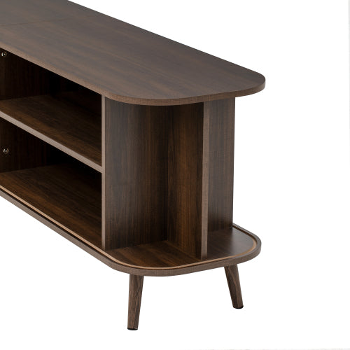 70 inch Modern TV Stand for TVs Up to 80 inch, Wood Grain Media Console with Solid Wood Legs
