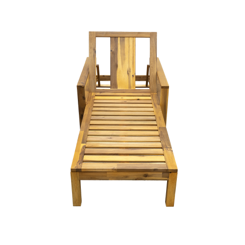 U_Style Acacia Wood Adjustable Backrest Outdoor Lounge Chair, Suitable for Gardens