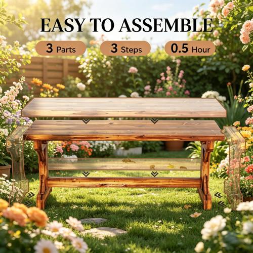 Backless Park Bench,Patio Loveseat,Outdoor Wooden Bench