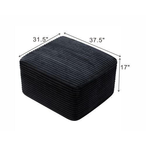 37.5 Inch Square Corduroy Upholstered Ottoman, Soft Padded Multi-Use Foot Stool for Living Room Decor