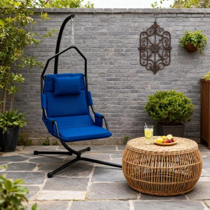 Hanging Swing Chair with Steel Frame,Hammock Chair with Stand andCoating Cushion,for Indoor and Outdoor