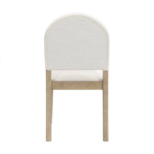 Armless Upholstered Rubberwood Dining Chairs, Set of 2, Beige/Light Ash