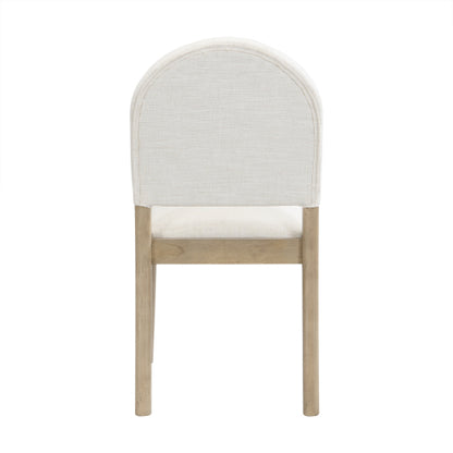 Armless Upholstered Rubberwood Dining Chairs, Set of 2, Beige/Light Ash