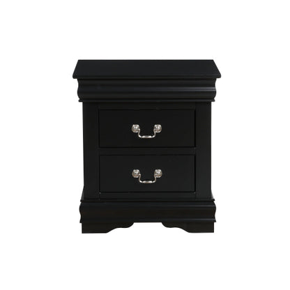 Black 2-Drawer Nightstand with Brushed Nickel Handles