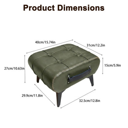 Tufted Faux Leather Rectangular Storage Ottoman with Handle, Metal Leg Multiuse Foot Stool for Entryway Apartment