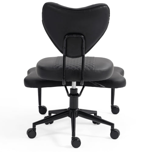 Upgraded Ergonomic Cross Legged Swivel Chair, Adjustable Height and PU Leather, Meditation& ADHA Chair with Back Support, Home and Office,Yoga Chair, Black