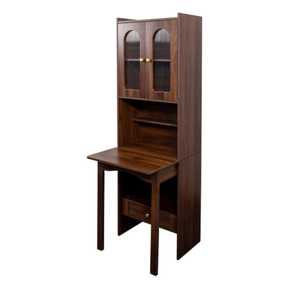 Fold Out Convertible Writing Table Multi-Functional Cabinet With Shelf Drawer Space Saving Home Office Desk