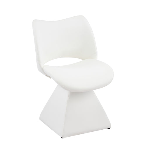Set of 2 Swivel Dining Chairs, White Faux Leather Modern Accent Chairs, High Back Kitchen Seating
