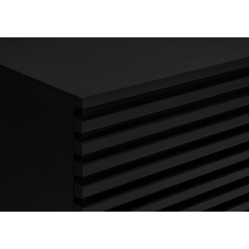 72 Inch Contemporary Black Laminate TV Stand with Sliding Doors & Cable Management